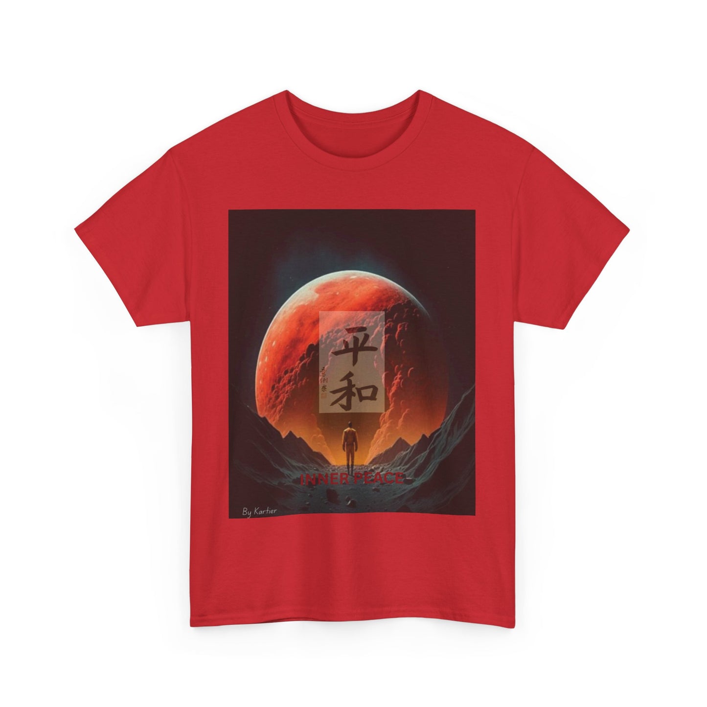 Zen Moon Unisex Heavy Cotton Tee, Soft Graphic Tee, Lunar Aesthetic Shirt, Spiritual Gift, Casual Wear, Meditation Apparel