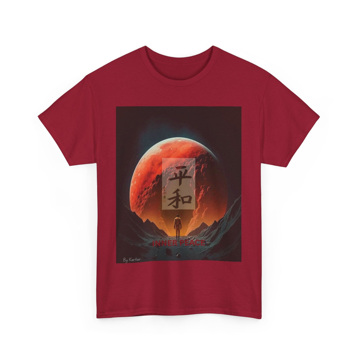 Zen Moon Unisex Heavy Cotton Tee, Soft Graphic Tee, Lunar Aesthetic Shirt, Spiritual Gift, Casual Wear, Meditation Apparel