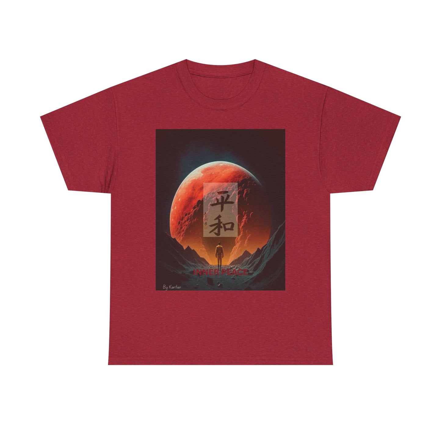 Zen Moon Unisex Heavy Cotton Tee, Soft Graphic Tee, Lunar Aesthetic Shirt, Spiritual Gift, Casual Wear, Meditation Apparel