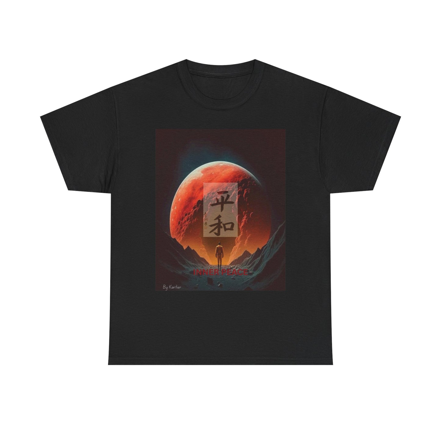 Zen Moon Unisex Heavy Cotton Tee, Soft Graphic Tee, Lunar Aesthetic Shirt, Spiritual Gift, Casual Wear, Meditation Apparel