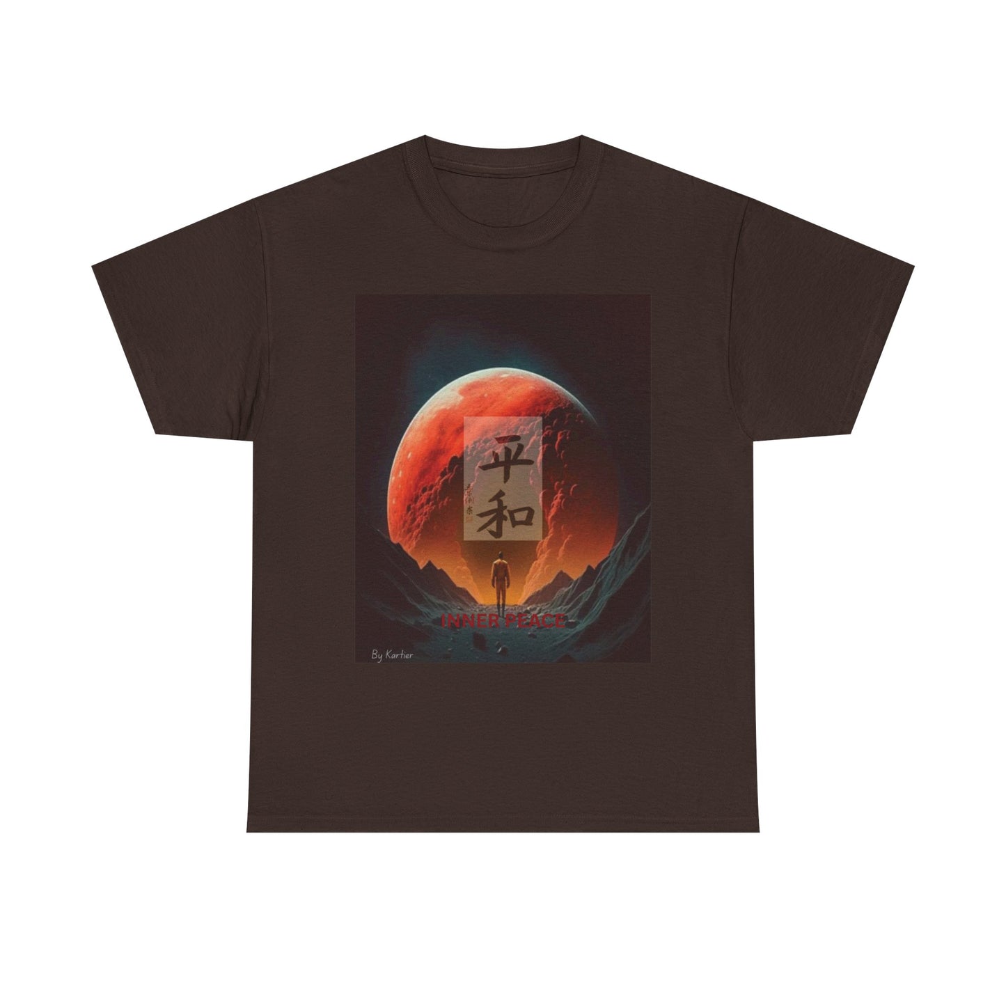 Zen Moon Unisex Heavy Cotton Tee, Soft Graphic Tee, Lunar Aesthetic Shirt, Spiritual Gift, Casual Wear, Meditation Apparel