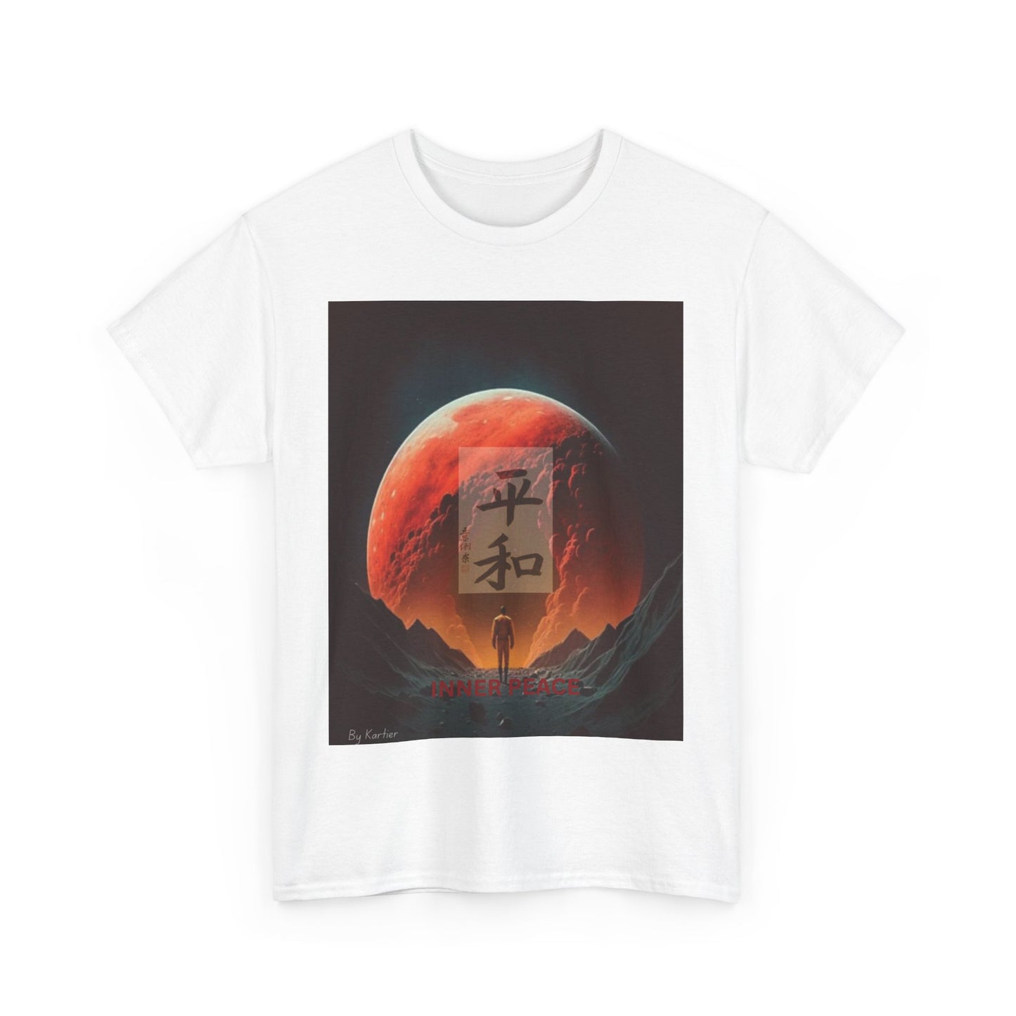 Zen Moon Unisex Heavy Cotton Tee, Soft Graphic Tee, Lunar Aesthetic Shirt, Spiritual Gift, Casual Wear, Meditation Apparel