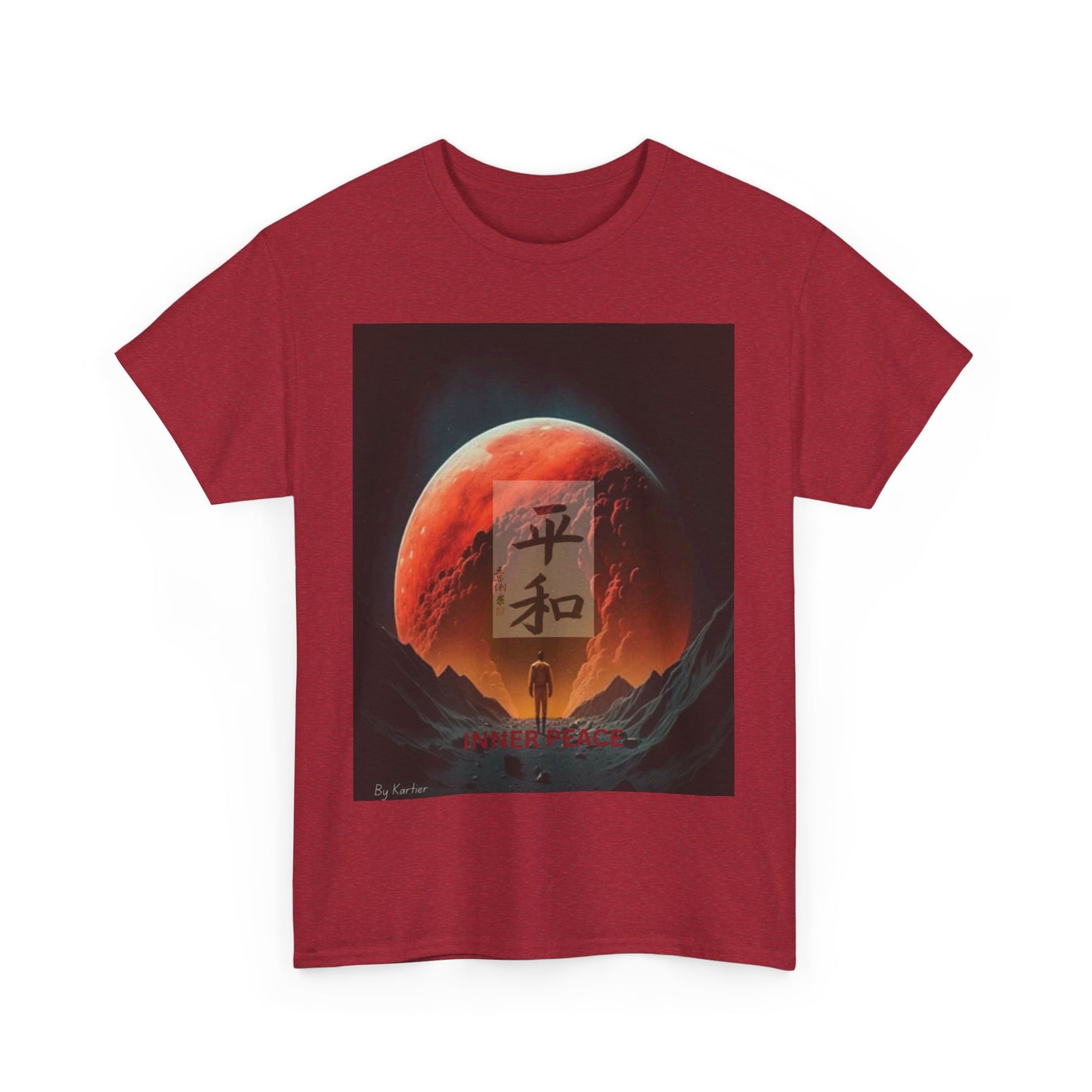 Zen Moon Unisex Heavy Cotton Tee, Soft Graphic Tee, Lunar Aesthetic Shirt, Spiritual Gift, Casual Wear, Meditation Apparel