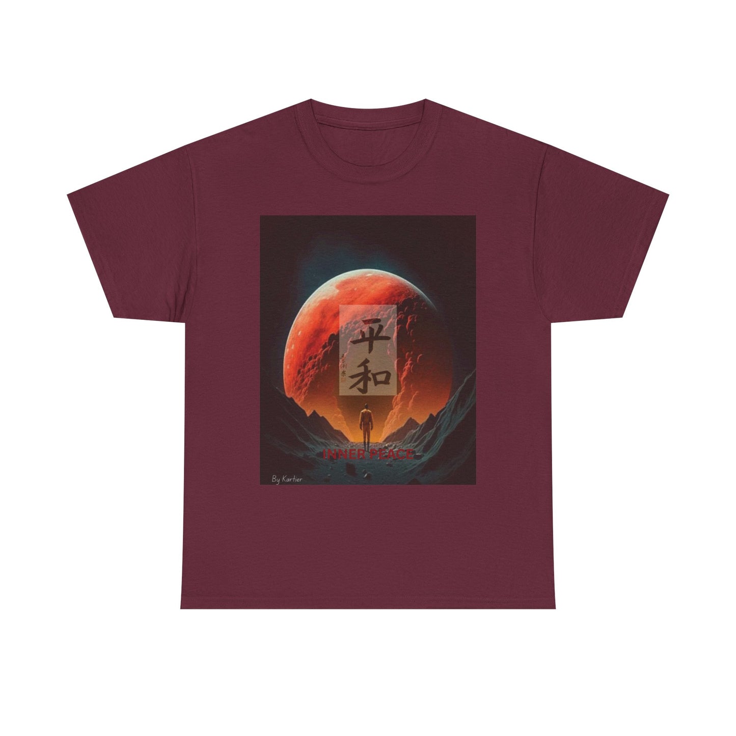 Zen Moon Unisex Heavy Cotton Tee, Soft Graphic Tee, Lunar Aesthetic Shirt, Spiritual Gift, Casual Wear, Meditation Apparel