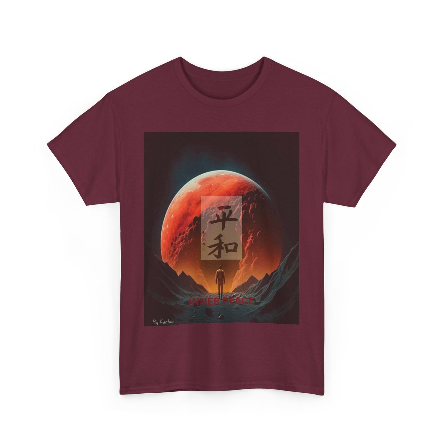 Zen Moon Unisex Heavy Cotton Tee, Soft Graphic Tee, Lunar Aesthetic Shirt, Spiritual Gift, Casual Wear, Meditation Apparel